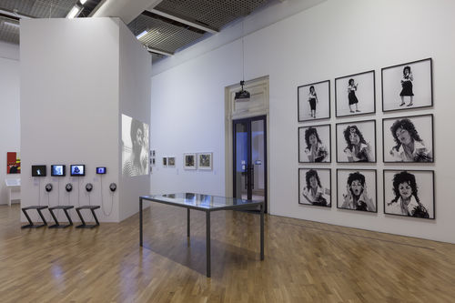 Autorretrato (Self-Portrait) gallery. On right wall: Judith F. Baca, La Pachuca, 1973. Installation view at Pinacoteca de São Paulo