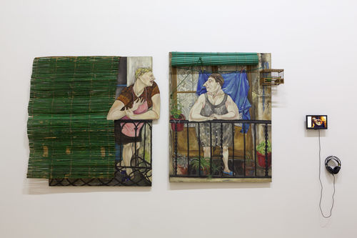Lugares sociais (Social Places) gallery. From left to right: Marcia Schvartz, Les veines/Las vecinas (The Neighbors), 1980, and Doña concha (Doña shell), 1981. Installation view at Pinacoteca de São Paulo
