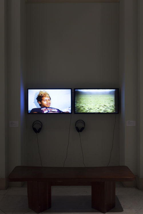 From left to right: Sarah Minter, Nadie es inocente (No One is Innocent), 1985–1987, and San Frenesí (Saint Frenzy), 1983. Installation view at Pinacoteca de São Paulo

