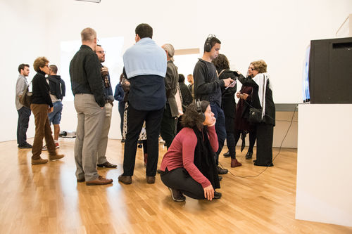 Guests in gallery during the opening of Radical Women. Pinacoteca de São Paulo, August 18, 2018