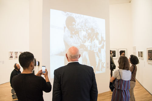 Guests in gallery during the opening of Radical Women. Pinacoteca de São Paulo, August 18, 2018
