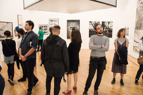 Guests in gallery during the opening of Radical Women. Pinacoteca de São Paulo, August 18, 2018

