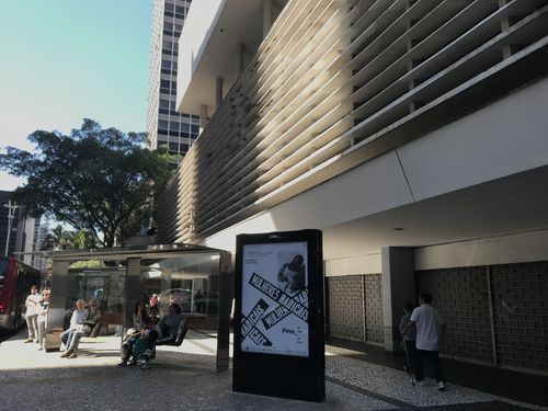 Bus shelter poster for Mulheres Radicais featuring Lourdes Grobet, La Briosa, 1981. Pinacoteca de São Paulo