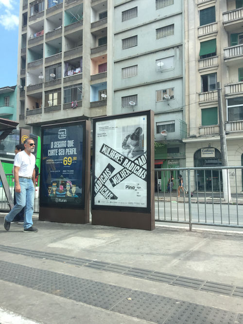 Bus shelter poster for Mulheres Radicais featuring Lourdes Grobet, La Briosa, 1981. Pinacoteca de São Paulo