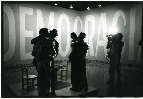Fig. 9. Mónica Mayer and Víctor Lerma, Justicia y democracia (Justice and democracy), 1995