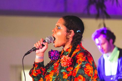 Lido Pimienta performs at ¡Pa’rriba!. Hammer Museum, Los Angeles, September 22, 2017