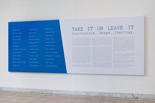 Exhibition entryway sign. Installation view at the Hammer Museum, Los Angeles