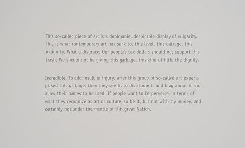Wall text from Andrea Fraser, "Notes on the Margin," 1990–2013. Installation view at the Hammer Museum, Los Angeles 
