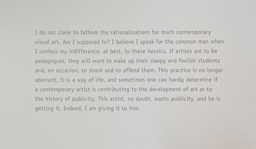 Wall text from Andrea Fraser, "Notes on the Margin," 1990–2013. Installation view at the Hammer Museum, Los Angeles 