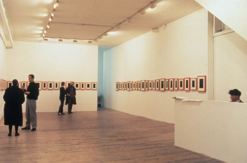 May I Help You?, by Andrea Fraser in cooperation with Allan McCollum, 1991. Installation view, American Fine Arts, Co., New York, January 1991. 