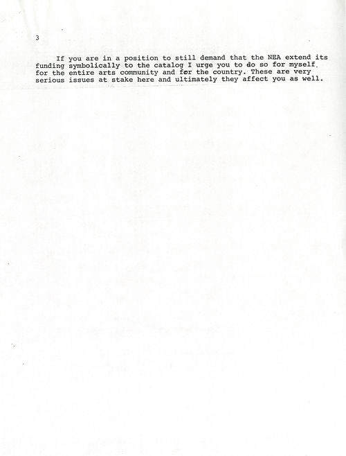 David Wojnarowicz, “Statement from David Wojnarowicz to [Artists Space] Board of Directors, November 17, 1989,” page 3