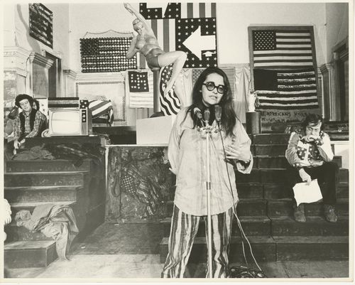 Jan van Ray, photographer. Kate Millett at the opening of The People’s Flag Show, Judson
Memorial Church, New York, 1970