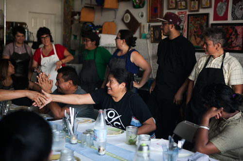 The Worker Body, dinner and facilitated conversation by and for restaurant workers, Cocina Abierta and Restaurant Opportunities Center of Los Angeles event, July 2015. 
