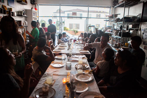 The Worker Body, dinner and facilitated conversation by and for restaurant workers, Cocina Abierta and Restaurant Opportunities Center of Los Angeles event, July 2015. 