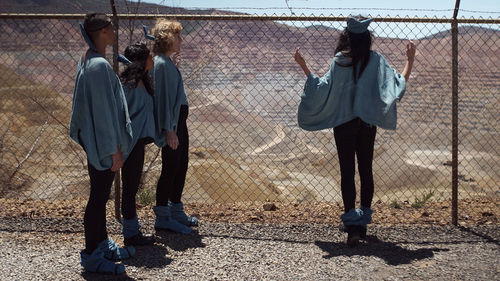 Jeanine Oleson, still from Crossed Wires, 2017. Three-channel video, color, sound. 8 min. Image courtesy of the artist.