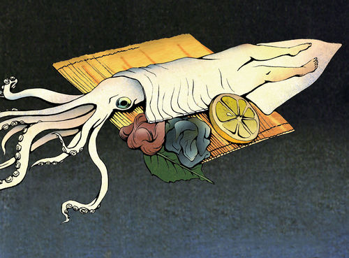 Tabaimo, akunin, 2006–7. Illustration for a daily novel in Asahi Shimbun. Image ©Tabaimo, courtesy of IMO studio.