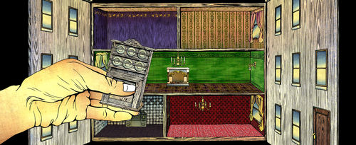 Tabaimo, still from dolefullhouse, 2007. Video installation with large panoramic screen, color, sound. 6:23 min. loop. Edition of 5. Image ©Tabaimo; courtesy of Gallery Koyanagi, Tokyo and James Cohan, New York.