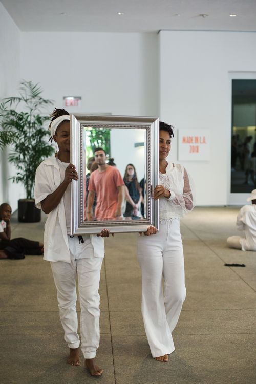 taisha paggett and WXPT, breathingholdinglistening practice, in conjunction with Made in L.A. 2018, Hammer Museum, Los Angeles, September 1, 2018.