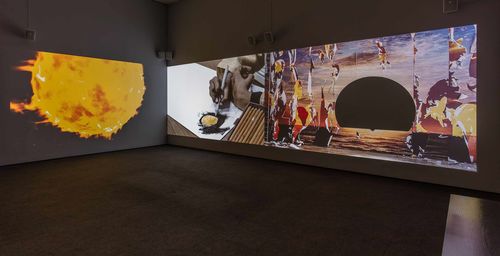Neha Choksi, Everything sunbright  (i) in the womb  (ii) lives  (iii) ever rehearsing the end  *indirectly, 2018. Installation view