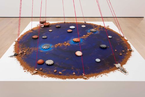 Mercedes Dorame, Orion’s Belt—Paahe’ Sheshiiyot—a map for moving between worlds. Installation view
