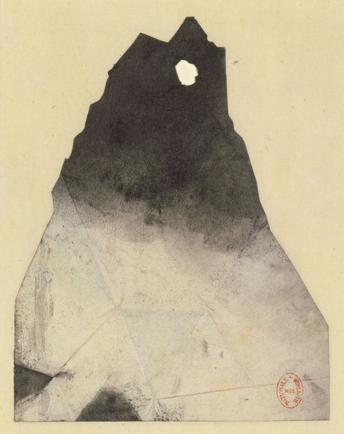 Victor Hugo, Silhouette de l'Ermitage (Silhouette of l’Ermitage), ca. 1855. Stencil cut from paper with charcoal. 5 13/16 × 4 1/2 in. (14.7 × 11.5 cm). Bibliothèque nationale de France, NAF 13355, fol. 1071 © Bibliothèque nationale de France