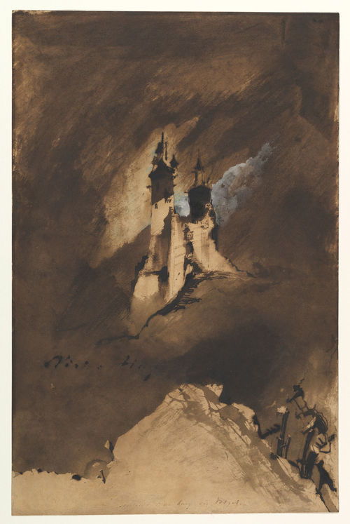Victor Hugo, Souvenir d’un burg des Vosges (Souvenir of a castle in the Vosges), 1857. Brown ink and wash and white gouache on paper. 18 1/2 × 12 3/16 in. (47 × 31 cm). The Metropolitan Museum of Art, New York. Purchase, Harris Brisbane Dick Fund, Donald Young Foundation Gift, Harry G. Sperling Fund, and David M. Tobey Gift, 2012. 2012.17. © The Metropolitan Museum of Art / image source, Art Resource, NY