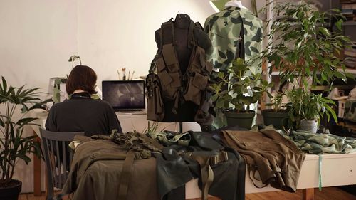 Jasmina Metwaly, Still from Anbar (Marta's studio), 2019. Part of three-channel 2K video, color, sound. 18:55 min. Courtesy of the artist.