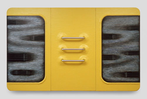 Tishan Hsu, Liquid Circuit, 1987. Acrylic, compound, alkyd, oil, aluminum on wood. 90 x 143 x 9 inches (229 x 363 x 23 cm). Frederick R. Weisman Art Museum, Minneapolis.