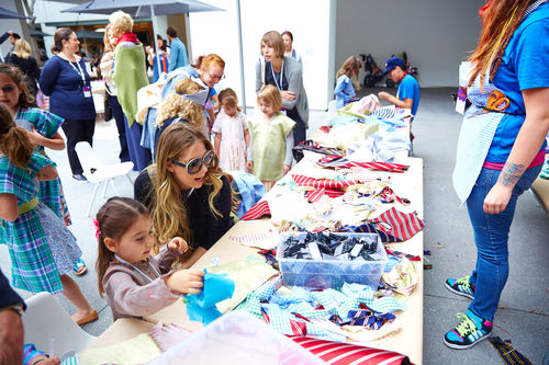 Kids making clothes at the Hammer museum