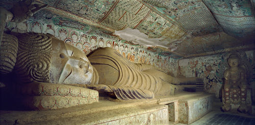 Buddha in Parinirvana, Mogao Cave 158, Middle Tang Dynasty (781-848).  