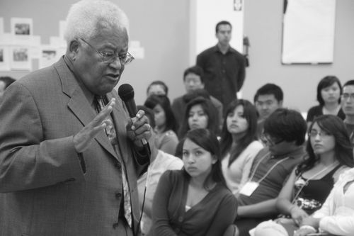 Reverent Lawson speaking to interns