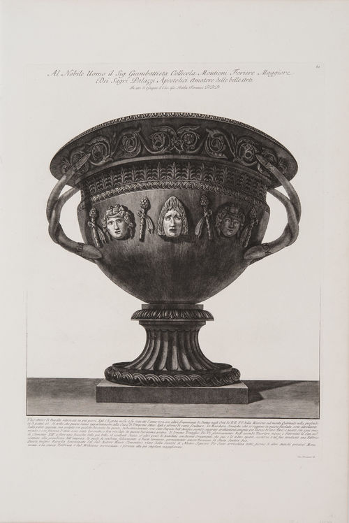 Giovanni Battista Piranesi, "Large Basalt Vase with Masks," 1778–80
