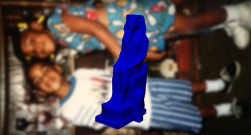 Sondra Perry, IT'S IN THE GAME '17 or Mirror Gag for Vitrine and Projection, 2017