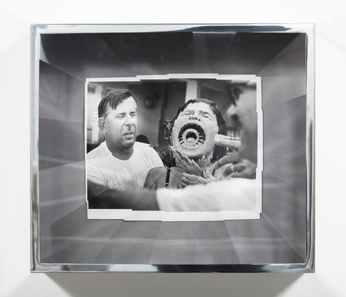 Jeremy Shaw, Towards Universal Pattern Recognition (Baptism Bayfront Centre, 1983), 2016, Archival photograph, machined acrylic, chrome. 13 4/5 × 16 9/10 × 5 1/2 in. (35 × 43 × 14 cm). Courtesy of the artist and KÖNIG GALERIE, Berlin