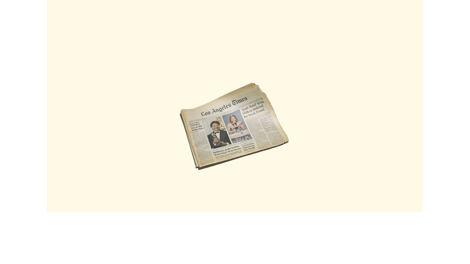 Text reading 'Marilyn Dead' over a beige background with a small picture of the Los Angeles Times
