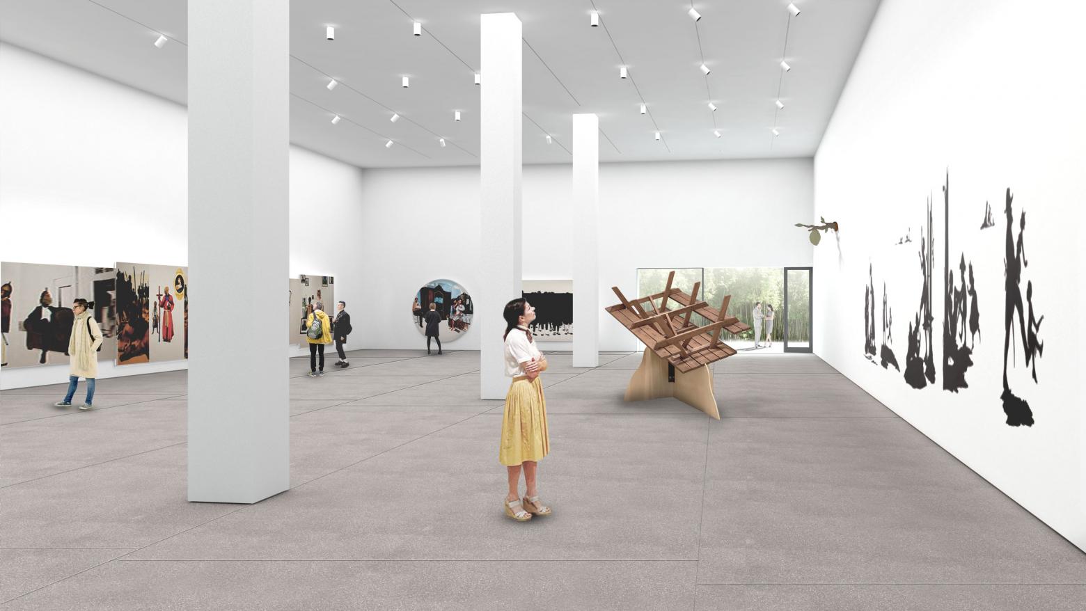 Preliminary rendering of a new contemporary gallery, courtesy Michael Maltzan Architecture