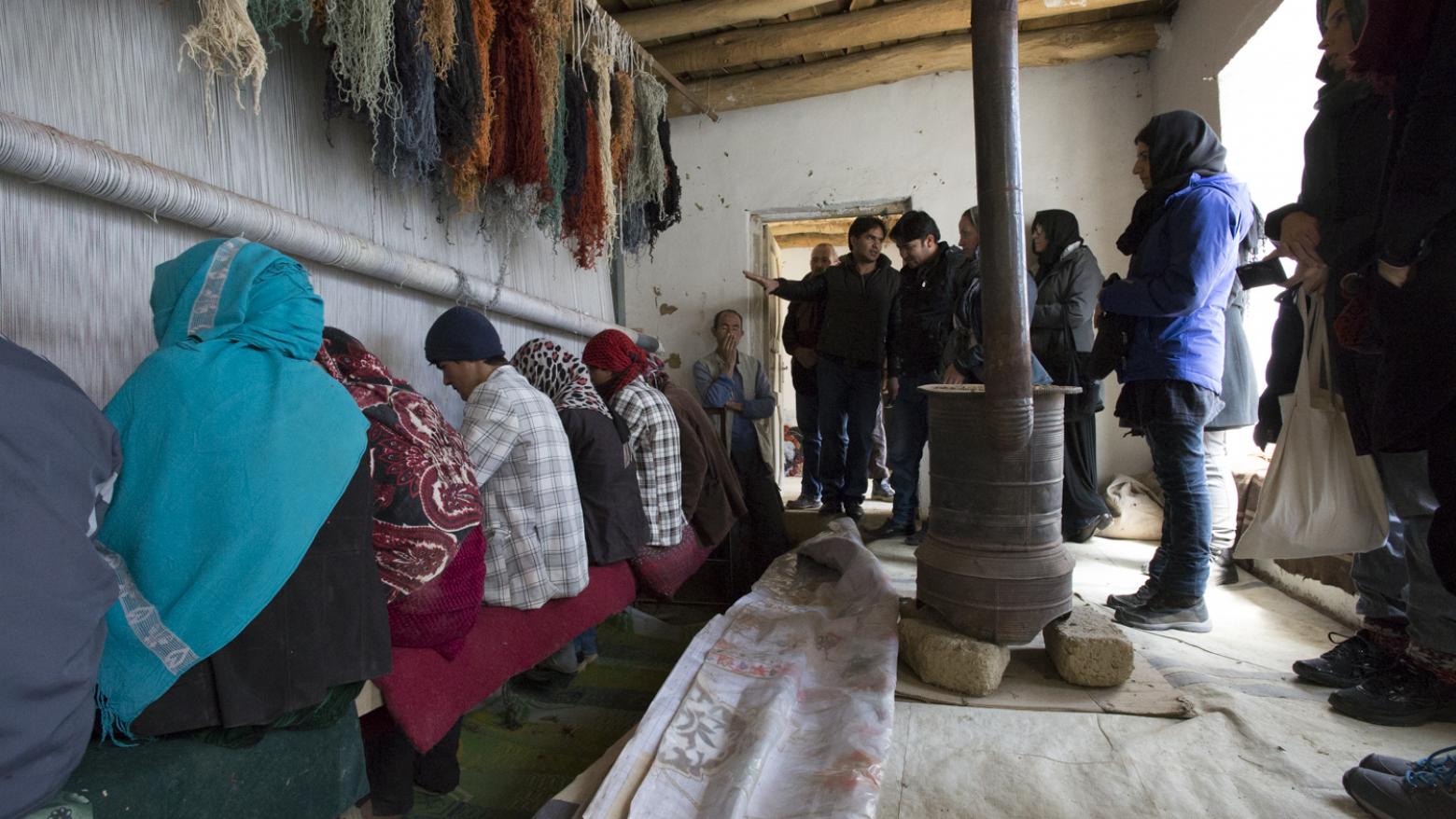 Visiting a weaving studio in Bamiyan, Afghanistan. Photo: Lisa Anne Auerbach