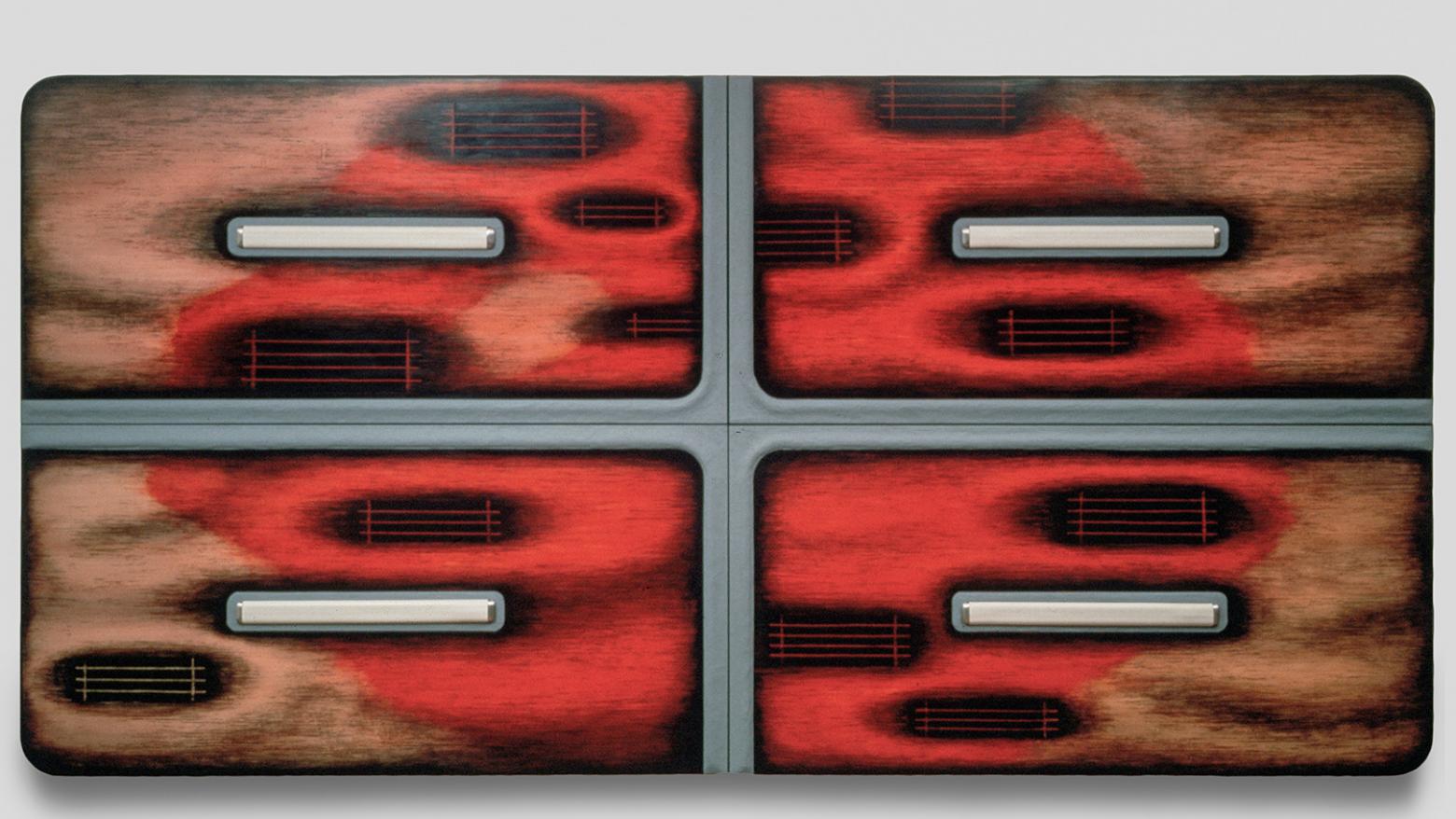 Tishan Hsu, Cell, 1987. Acrylic, compound, oil, alkyd, vinyl, aluminum on wood. 96 x 192 x 4 inches (244 x 488 x 10 cm). Collection of Ralph Wernicke / Hubertushoehe art + architecture, Berlin and Zürich.