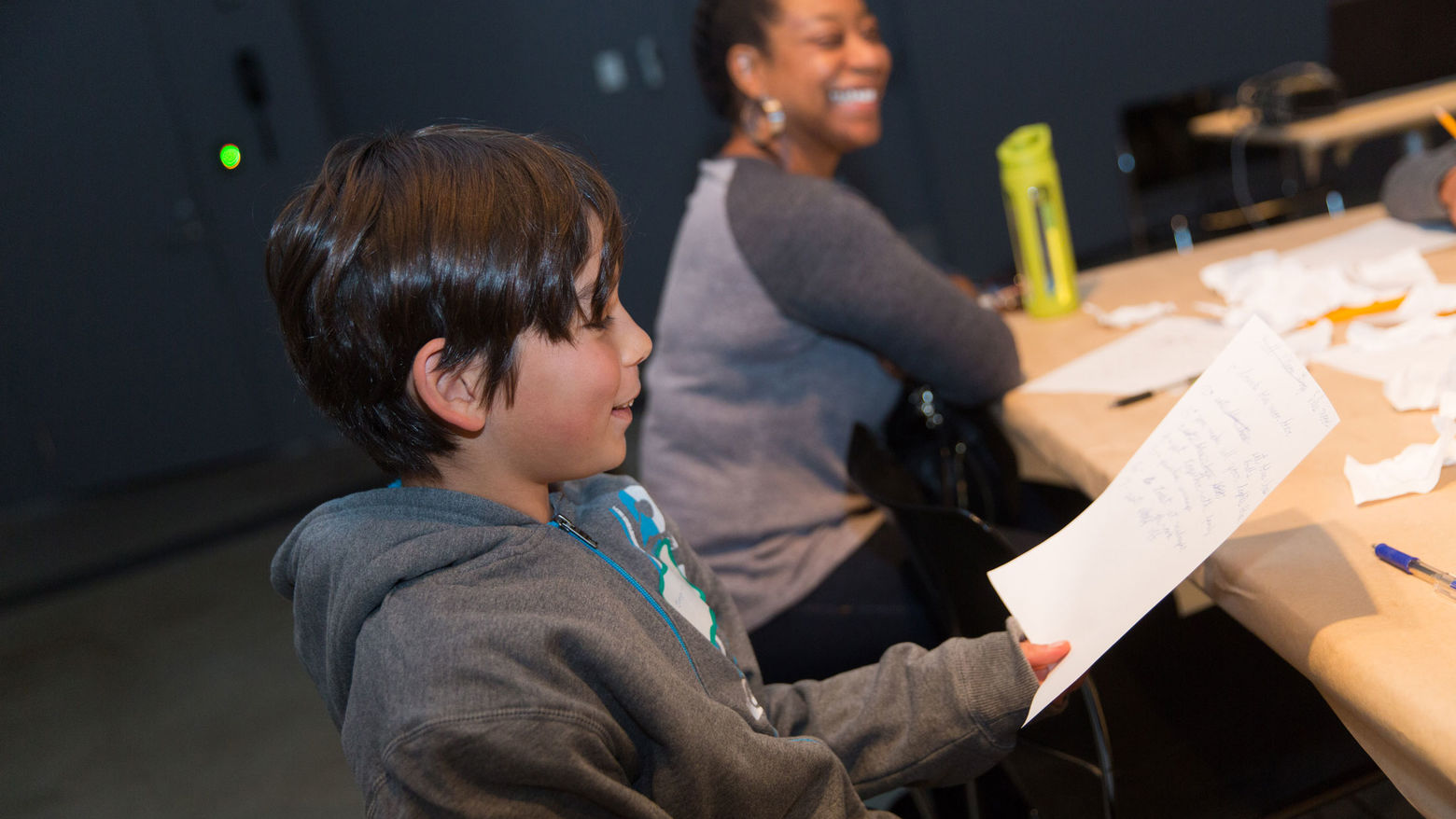 Kid at poetry workshop