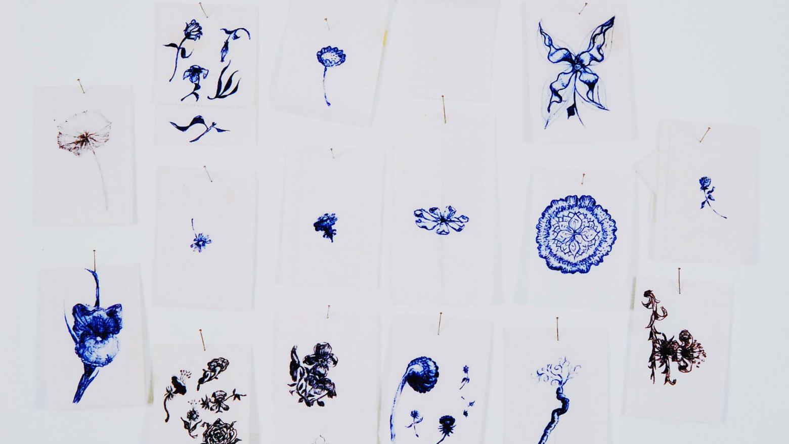 Jim Hodges, "A Diary of Flowers: Black & Blue," 1992