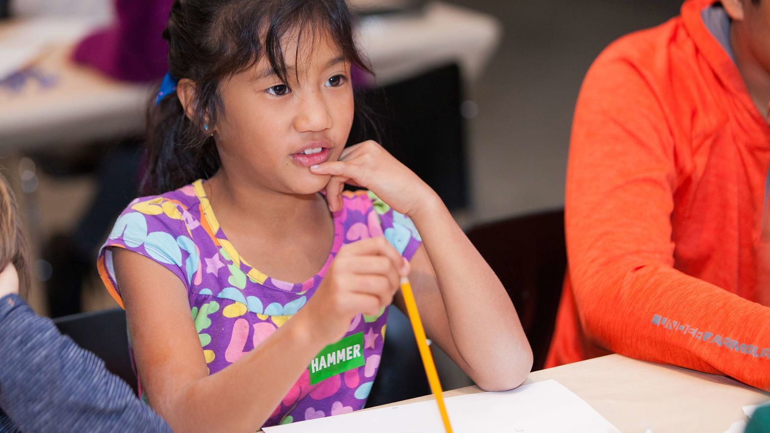 A child participating at an 826LA workshop at the Hammer