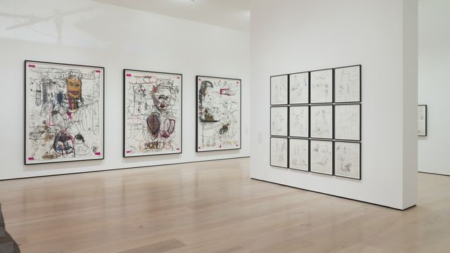 Installation view of 'Paul McCarthy: Head Space, Drawings 1963–2019' at the Hammer Museum