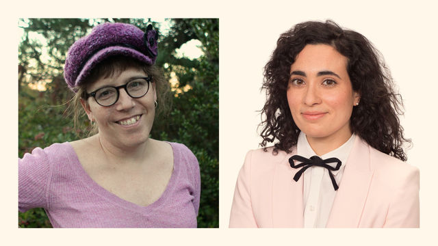 Side-by-side photo portraits of author and activist Julia Serano on the left and author Koa Beck on the right.