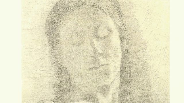 Pencil sketch of a person from the shoulders upward