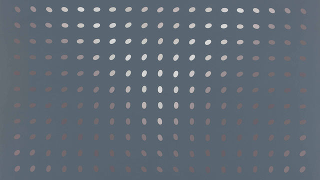 Op art print with a grey pattern that appears to swirl