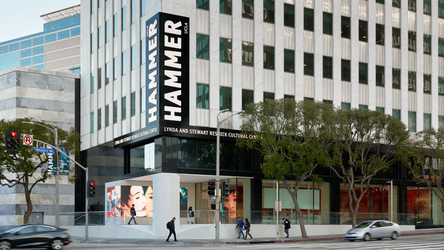 Photo of the Hammer Museum's new entry at the corner of Westwood & Wilshire