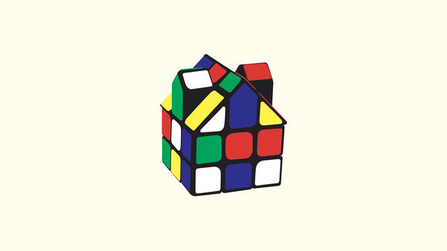 Rubik's cube in the shape of a house