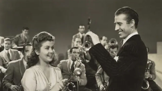 Helen Huntley and Stan Kenton in “Jammin’ in the Panoram.”