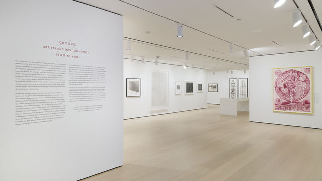 Gallery view of an exhibition of prints