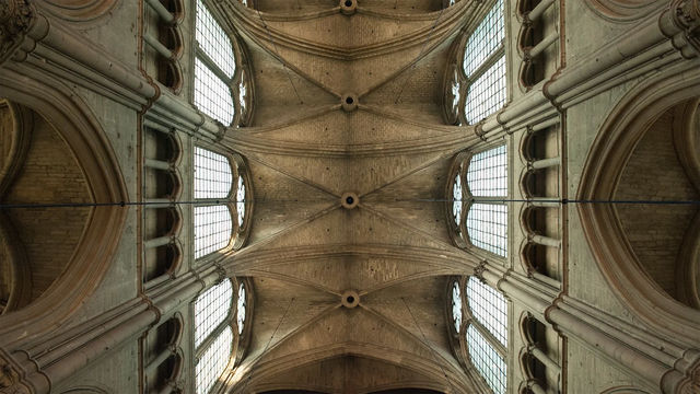 View of a cathedral ceiling